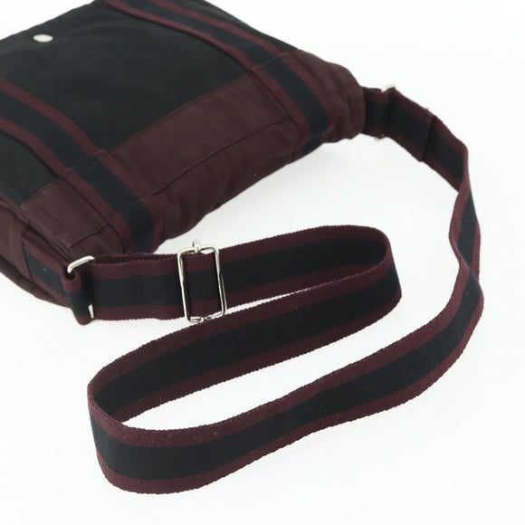 HERMES Fourre Tout Bassas PM Shoulder Bag Cotton Bordeaux Silver Auth kk674