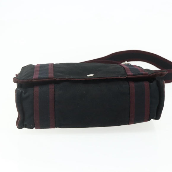HERMES Fourre Tout Bassas PM Shoulder Bag Cotton Bordeaux Silver Auth kk674