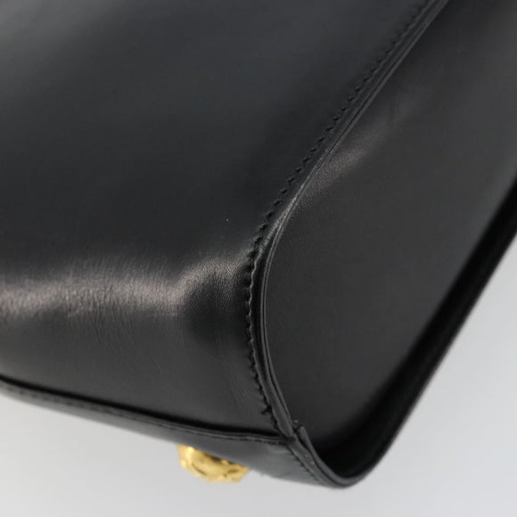 Salvatore Ferragamo Shoulder Bag Leather Black Gold Auth kk677