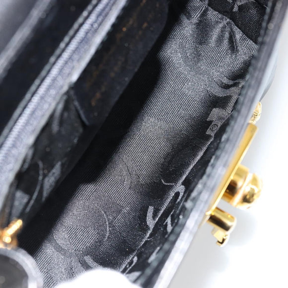 Salvatore Ferragamo Shoulder Bag Leather Black Gold Auth kk677