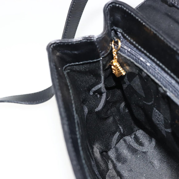 Salvatore Ferragamo Shoulder Bag Leather Black Gold Auth kk677
