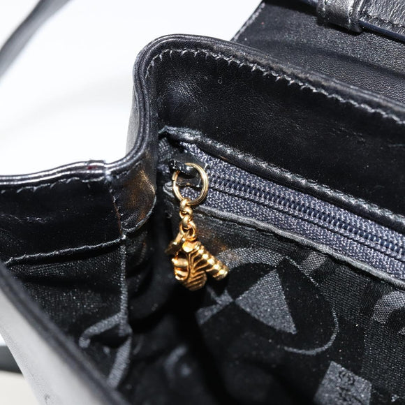 Salvatore Ferragamo Shoulder Bag Leather Black Gold Auth kk677
