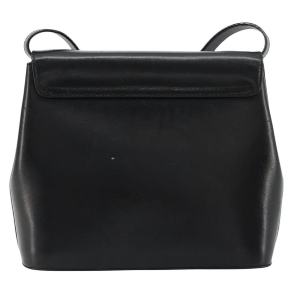 Salvatore Ferragamo Shoulder Bag Leather Black Gold Auth kk677