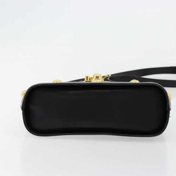 Salvatore Ferragamo Shoulder Bag Leather Black Gold Auth kk677