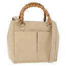 GUCCI Bamboo Hand Bag Leather 2way Beige Gold 000 2122 0316 Auth kk679-1