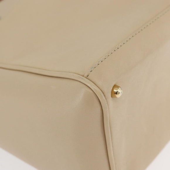 GUCCI Bamboo Hand Bag Leather 2way Beige Gold 000 2122 0316 Auth kk679