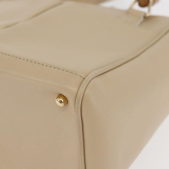 GUCCI Bamboo Hand Bag Leather 2way Beige Gold 000 2122 0316 Auth kk679