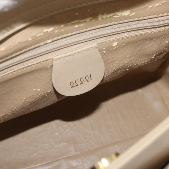 GUCCI Bamboo Hand Bag Leather 2way Beige Gold 000 2122 0316 Auth kk679