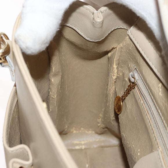 GUCCI Bamboo Hand Bag Leather 2way Beige Gold 000 2122 0316 Auth kk679