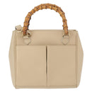GUCCI Bamboo Hand Bag Leather 2way Beige Gold 000 2122 0316 Auth kk679-2