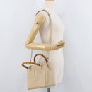 GUCCI Bamboo Hand Bag Leather 2way Beige Gold 000 2122 0316 Auth kk679-21
