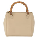 GUCCI Bamboo Hand Bag Leather 2way Beige Gold 000 2122 0316 Auth kk679-3
