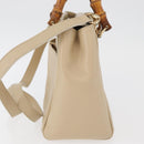 GUCCI Bamboo Hand Bag Leather 2way Beige Gold 000 2122 0316 Auth kk679-4