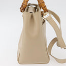 GUCCI Bamboo Hand Bag Leather 2way Beige Gold 000 2122 0316 Auth kk679-5