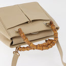 GUCCI Bamboo Hand Bag Leather 2way Beige Gold 000 2122 0316 Auth kk679-6