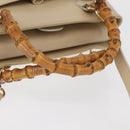 GUCCI Bamboo Hand Bag Leather 2way Beige Gold 000 2122 0316 Auth kk679-7