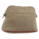 HERMES Bolide Pouch Wool Beige Silver Auth kk683V-1