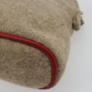 HERMES Bolide Pouch Wool Beige Silver Auth kk683V-10