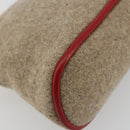HERMES Bolide Pouch Wool Beige Silver Auth kk683V-11