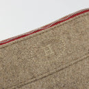 HERMES Bolide Pouch Wool Beige Silver Auth kk683V-13