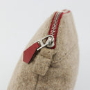 HERMES Bolide Pouch Wool Beige Silver Auth kk683V-14