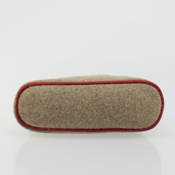 HERMES Bolide Pouch Wool Beige Silver Auth kk683V