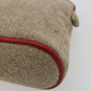 HERMES Bolide Pouch Wool Beige Silver Auth kk683V-8