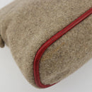 HERMES Bolide Pouch Wool Beige Silver Auth kk683V-9