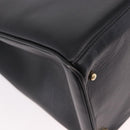 GUCCI Bamboo Hand Bag Leather 2way Black Gold 002 2855 0322 0 Auth kk684-12