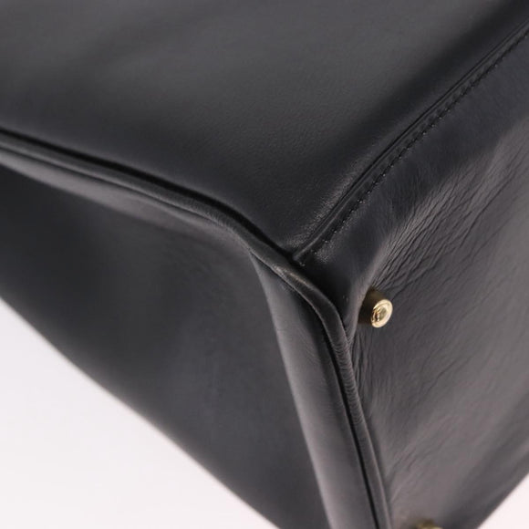 GUCCI Bamboo Hand Bag Leather 2way Black Gold 002 2855 0322 0 Auth kk684