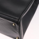 GUCCI Bamboo Hand Bag Leather 2way Black Gold 002 2855 0322 0 Auth kk684-15