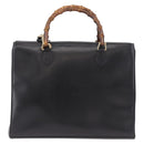 GUCCI Bamboo Hand Bag Leather 2way Black Gold 002 2855 0322 0 Auth kk684-3