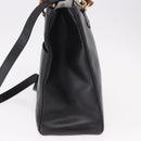 GUCCI Bamboo Hand Bag Leather 2way Black Gold 002 2855 0322 0 Auth kk684-4