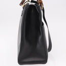 GUCCI Bamboo Hand Bag Leather 2way Black Gold 002 2855 0322 0 Auth kk684-5