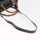 GUCCI Bamboo Hand Bag Leather 2way Black Gold 002 2855 0322 0 Auth kk684-9