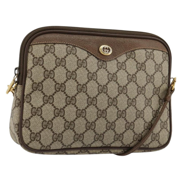 GUCCI GG Supreme Shoulder Bag PVC Beige Gold 97 02 068 Auth kk685