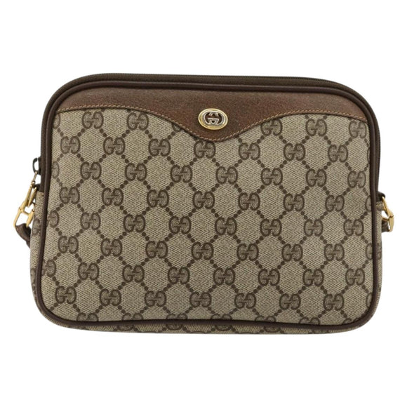 GUCCI GG Supreme Shoulder Bag PVC Beige Gold 97 02 068 Auth kk685