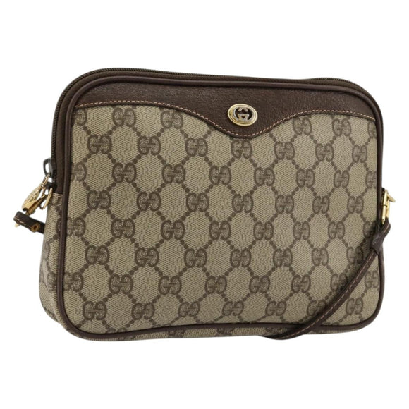 GUCCI GG Supreme Shoulder Bag PVC Beige Gold 97 02 068 Auth kk686