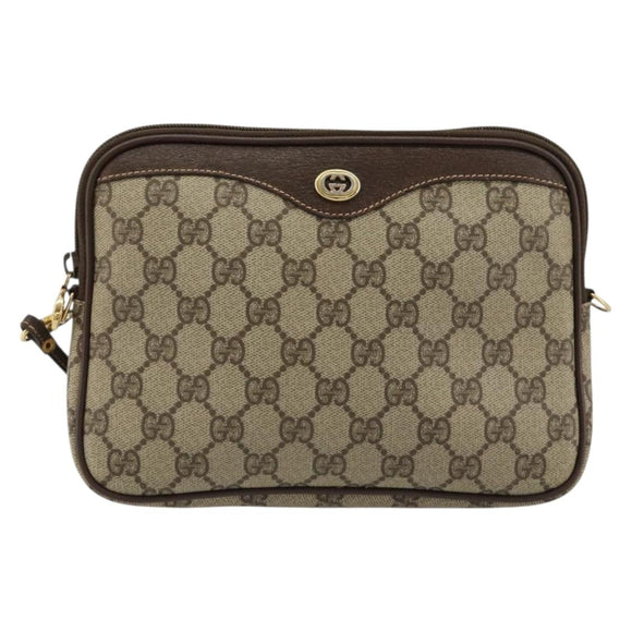 GUCCI GG Supreme Shoulder Bag PVC Beige Gold 97 02 068 Auth kk686