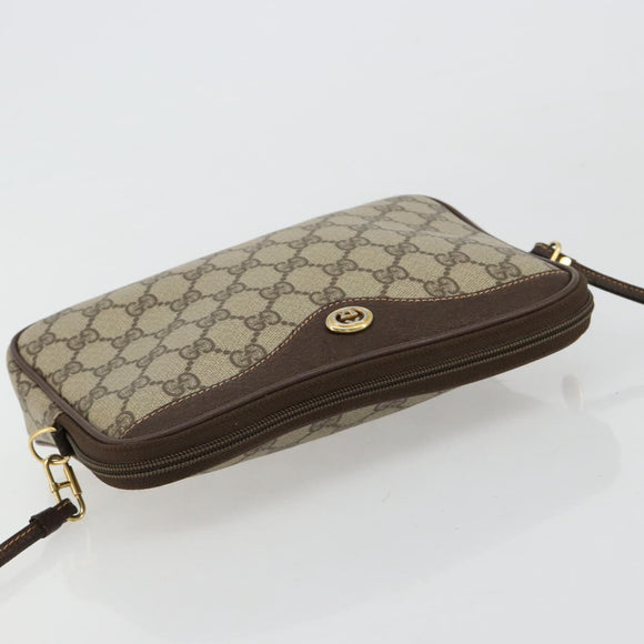 GUCCI GG Supreme Shoulder Bag PVC Beige Gold 97 02 068 Auth kk686