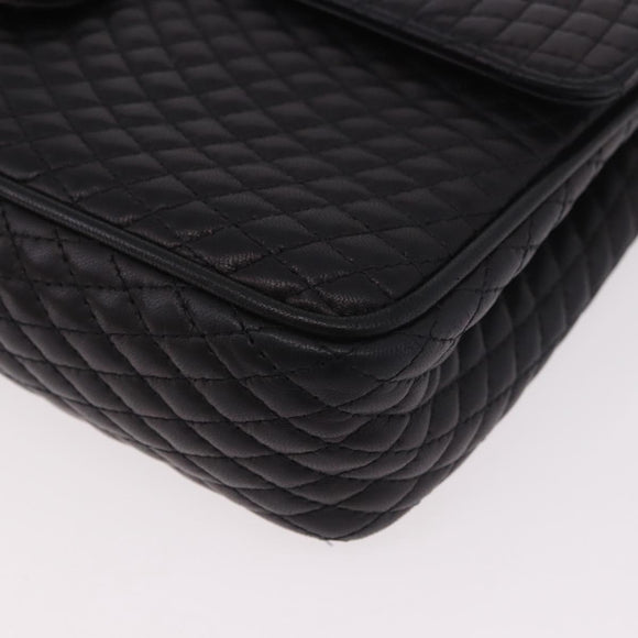 BALLY Chain Shoulder Bag Leather Black Gold Auth kk687A