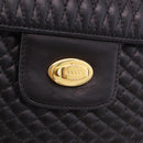 BALLY Chain Shoulder Bag Leather Black Gold Auth kk687A-17