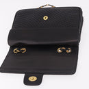 BALLY Chain Shoulder Bag Leather Black Gold Auth kk687A-10