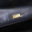 BALLY Chain Shoulder Bag Leather Black Gold Auth kk687A-11