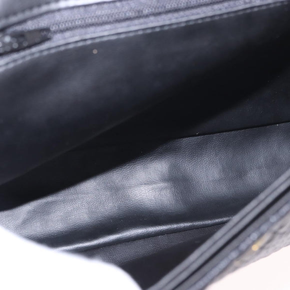 BALLY Chain Shoulder Bag Leather Black Gold Auth kk687A