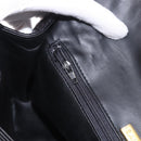 BALLY Chain Shoulder Bag Leather Black Gold Auth kk687A-21