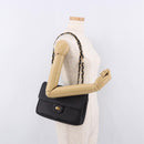 BALLY Chain Shoulder Bag Leather Black Gold Auth kk687A-24