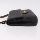 BALLY Chain Shoulder Bag Leather Black Gold Auth kk687A-4