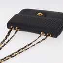 BALLY Chain Shoulder Bag Leather Black Gold Auth kk687A-6