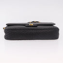 BALLY Chain Shoulder Bag Leather Black Gold Auth kk687A-5